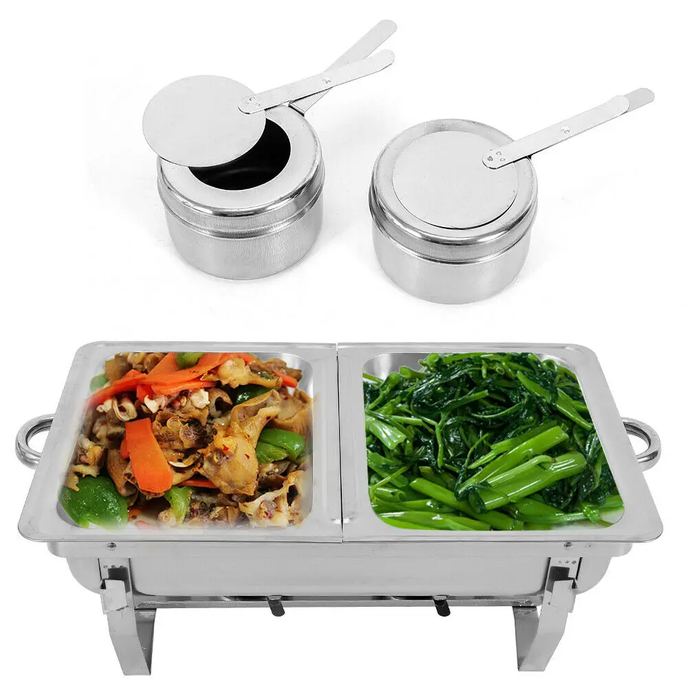 Stainless Steel Professional Chafing Dish Food Warmer 7.5L 2 Pans Warming Container Set for Party Buffet Cater Food Warmer Fuel