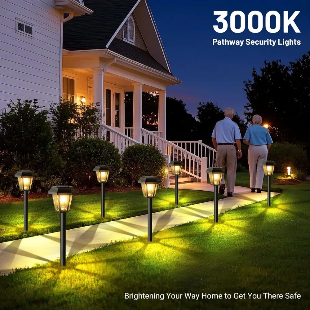 Solar Pathway Lights Outdoor 8 Pack Solar Lights Outdoor Waterproof with 3000K Tungsten Filament Bulb 3
