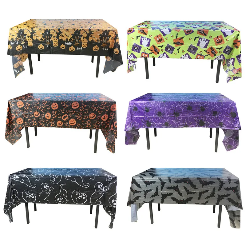 

1Pcs Pumpkin Witch Bat Ghost Spider Web Disposable Tablecloth Happy Halloween Party Dinner Table Cover Home Decoration Supplies