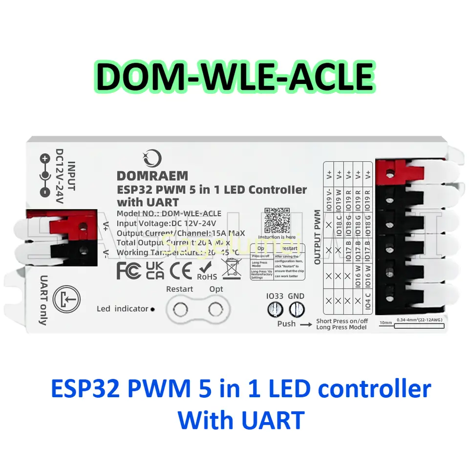 ESP32 Work with RGBCCT RGBW RGB CCT Singlecolor PWM 5 in 1 LED controller with UART WiFi WLED APP DIY port for switch connection image 8