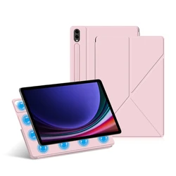 Premium Magnetic PU Leather Stand Cover for Tab S7 FE 12.4inch (Pink)