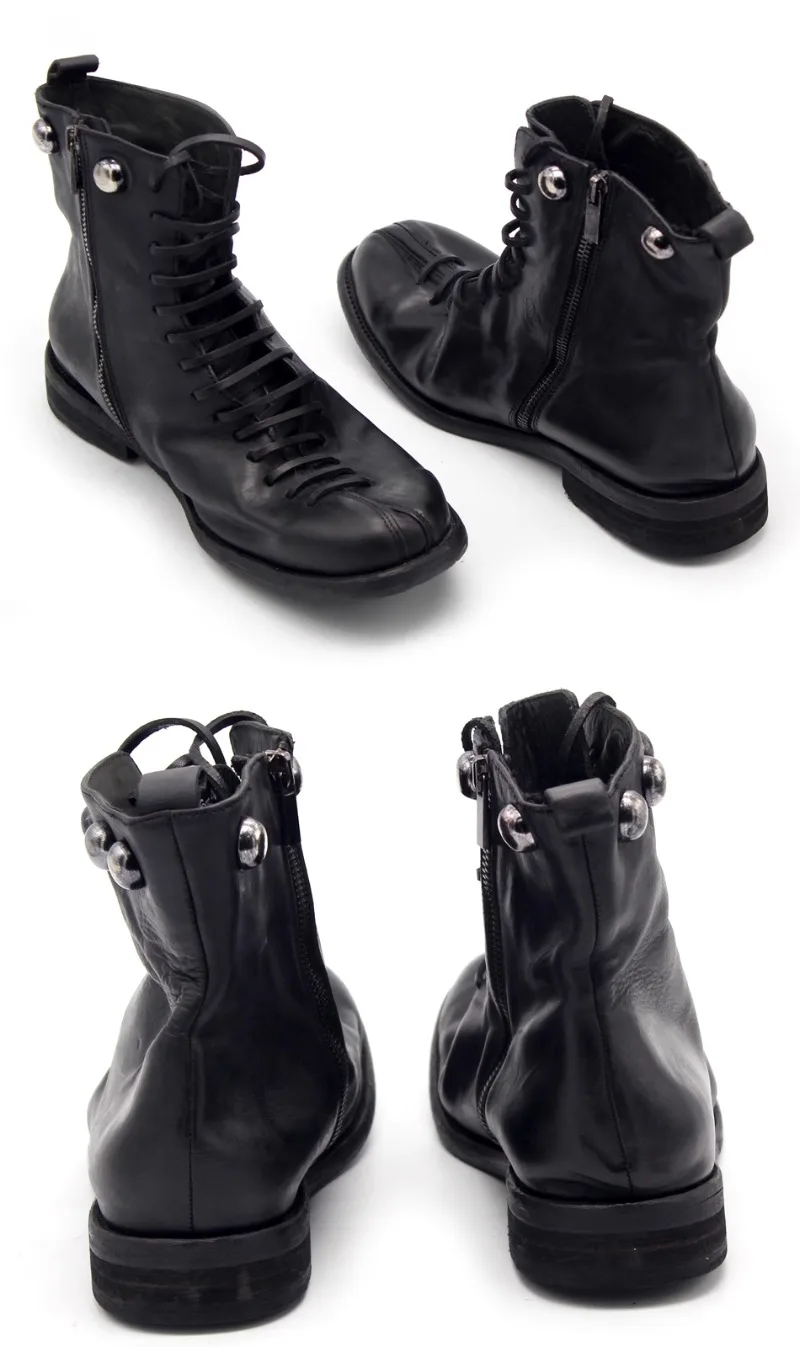 Vintage Genuine Cow Leather Ankle Boots