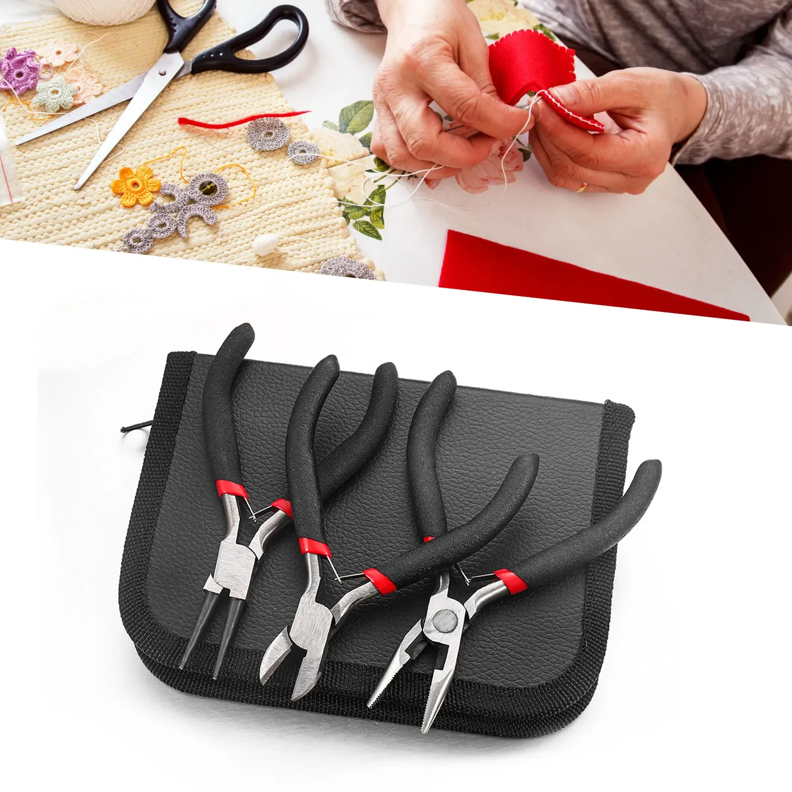 

Jewelry Making Tool Kits, Pliers Set, Round Nose Side Cutting, Wire Cutter, Scissor, Tweezers for 1 Set