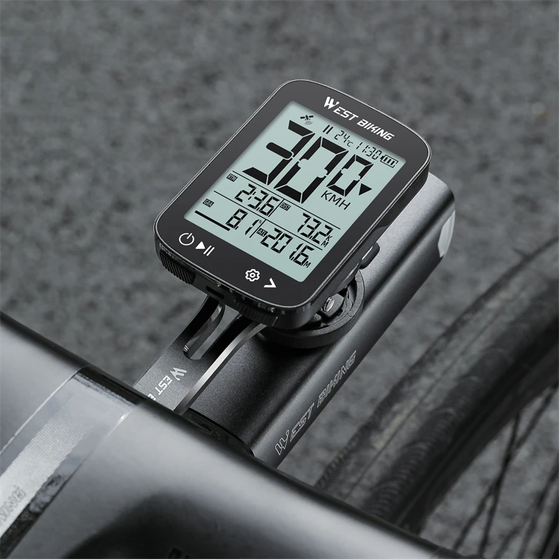 Bike Computer WEST BIKING GPS Bike Computer Wireless Stopwatch IPX7 Waterproof Cycling Odometer Type-C Charge Speedometer Bicycle Accessories