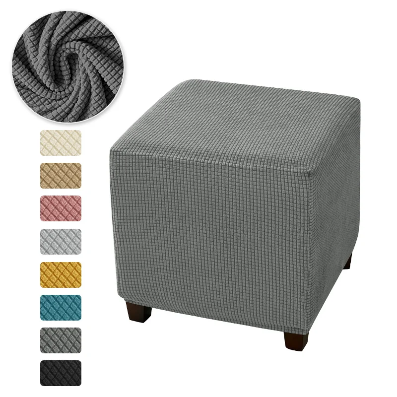 Luxurious Elastic Square Ottoman Cover - Plush Polar Fleece Footrest Slipcover and Furniture Protector