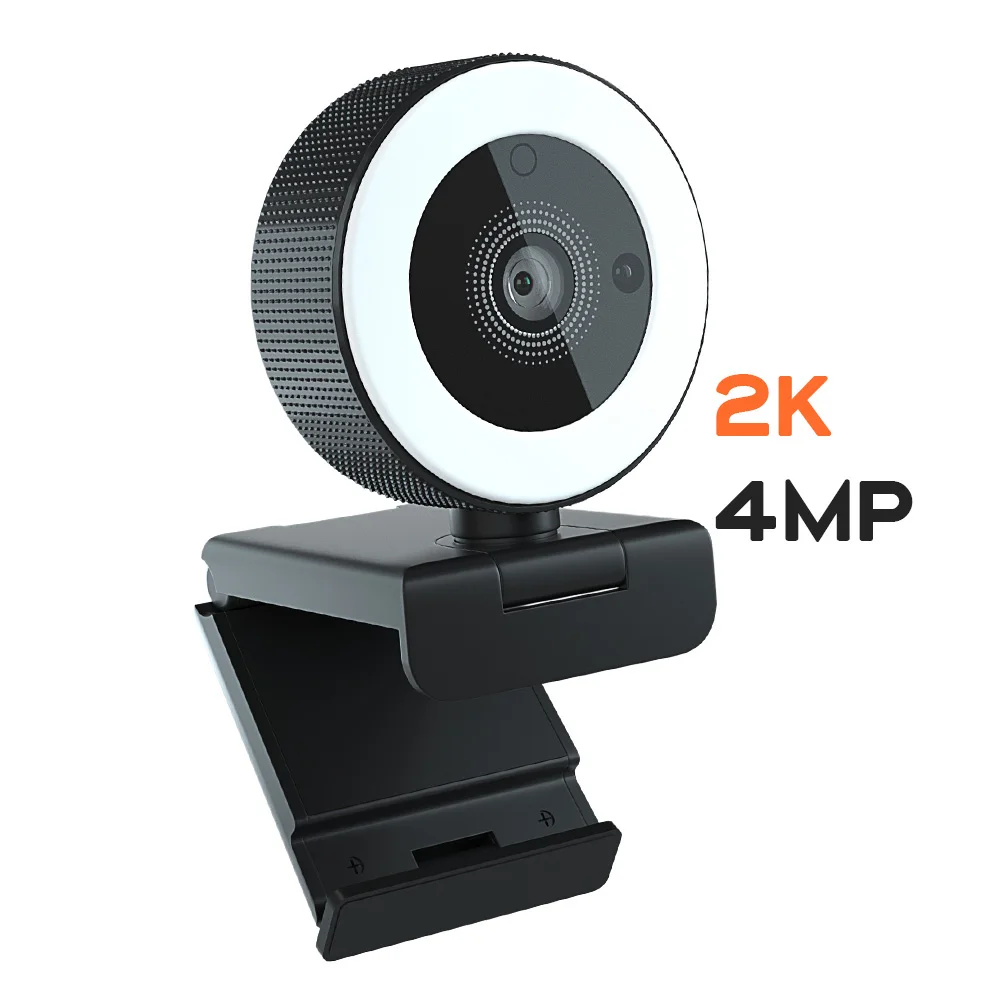 2K HD Webcam Auto Focus with Wireless Remote Adjustable Base Dual Mics 4300LX Brightness for Online Class Video Conference PC