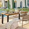 Home Acacia Wood Dining Table 6-Person Indoor Outdoor Table with Iron Legs, Sandblast Finish, Natural Stained, Rustic Met 4