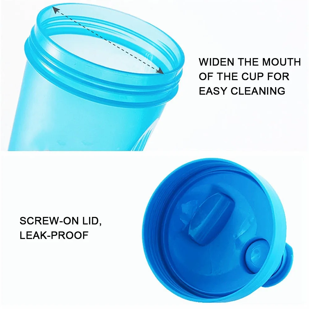 400ML Sport Shaker Water Bottle Whey Protein Powder Mixing Bottle Portable Gym Fitness Kettle Outdoor Camping Climbing