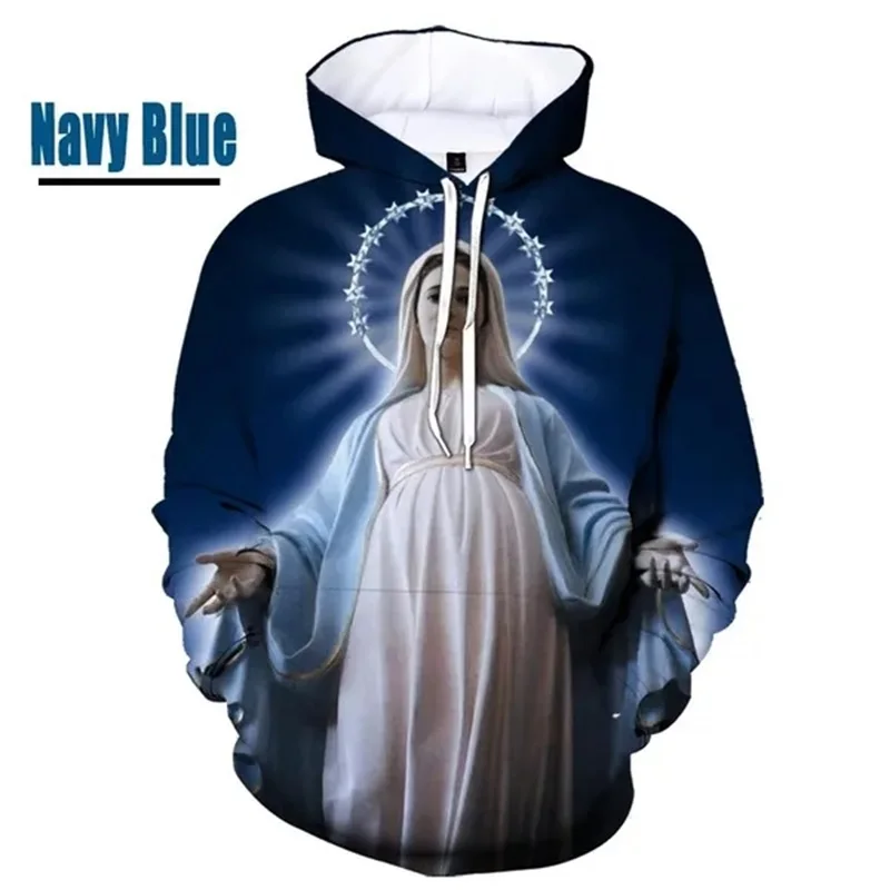 thumbnail image 1 of Sudadera con capucha gráfica de Virgen María ama a todos para hombre, sudaderas informales de gran tamaño personalizadas con estampado 3D, sudaderas para hombres, 1 of 5