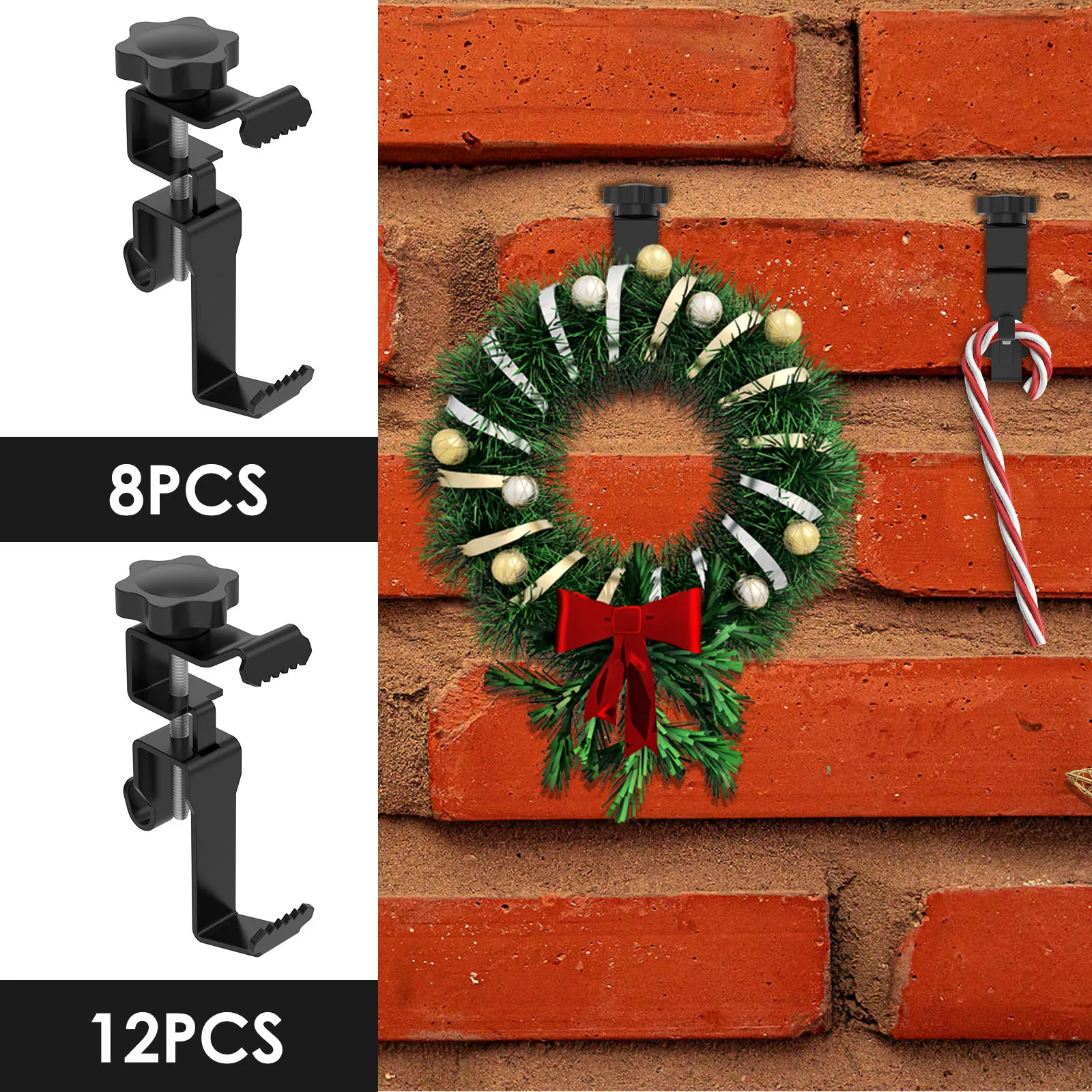 

8/12Pcs Brick Wall Clip Metal Brick Hanger Clamp 30lb Weight Capacity Adjustable Brick Hook Hanger Outdoor Brick Photo Hanger No