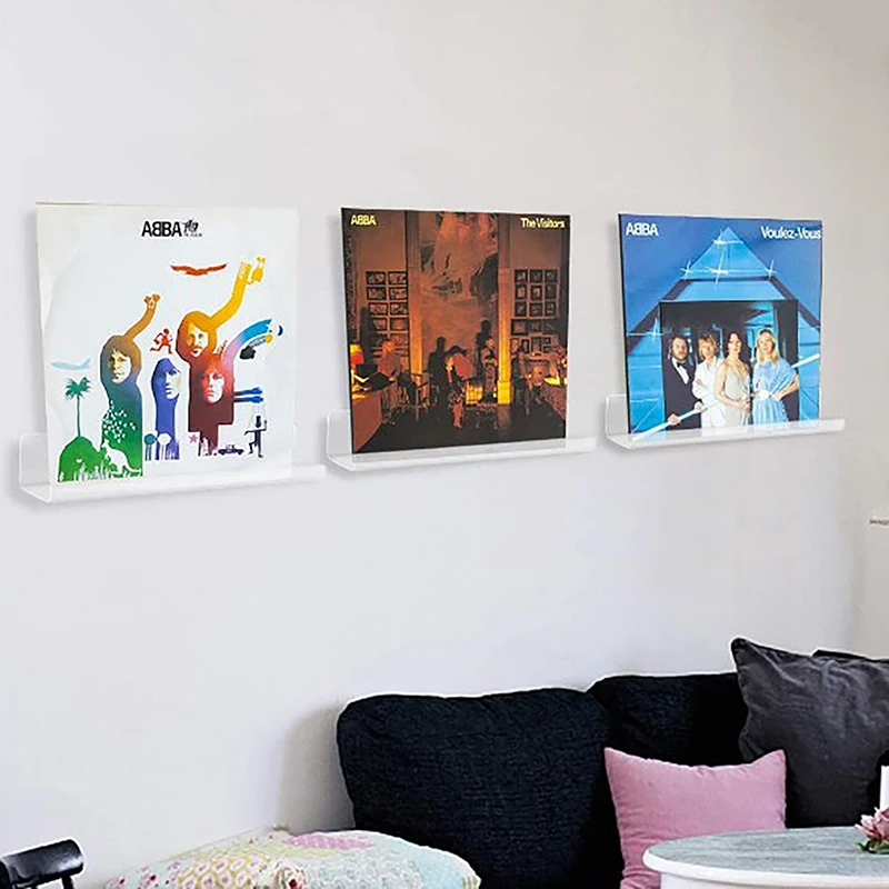 1 Set Clear Vinyl Record Shelf Wall Mount Holder Wall Acrylic Album Record Holder Display Your Daily LP For Home Decoration 5
