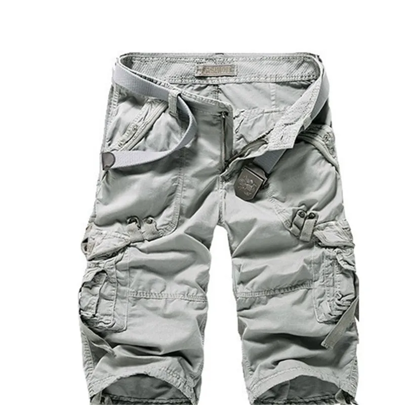 Men's 3/4 Length Cargo Pants Shorts Loose Casual Cotton Trousers  Oversize Pants | eBay