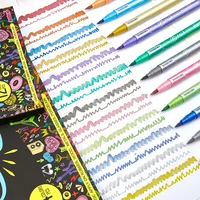 6/12/24pcs Dual Tip Metallic Brush Pens Soft Calligraphy Markers for Journaling Lettering DIY Art School Suppli 6