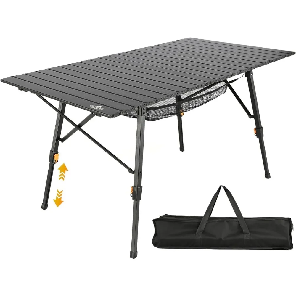 

Семейный стол для кемпинга с сумкой для переноски, Крутое снаряжение для кемпинга, складной металлический стол для пикника, столы для ресторана, длина 47,2 дюйма, складная тележка