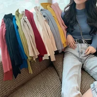 Pull à col mi-haut pour femme, pull slim, manches longues, chemises décontractées, vêtements doux et chauds, automne et hiver, Y-2025 2