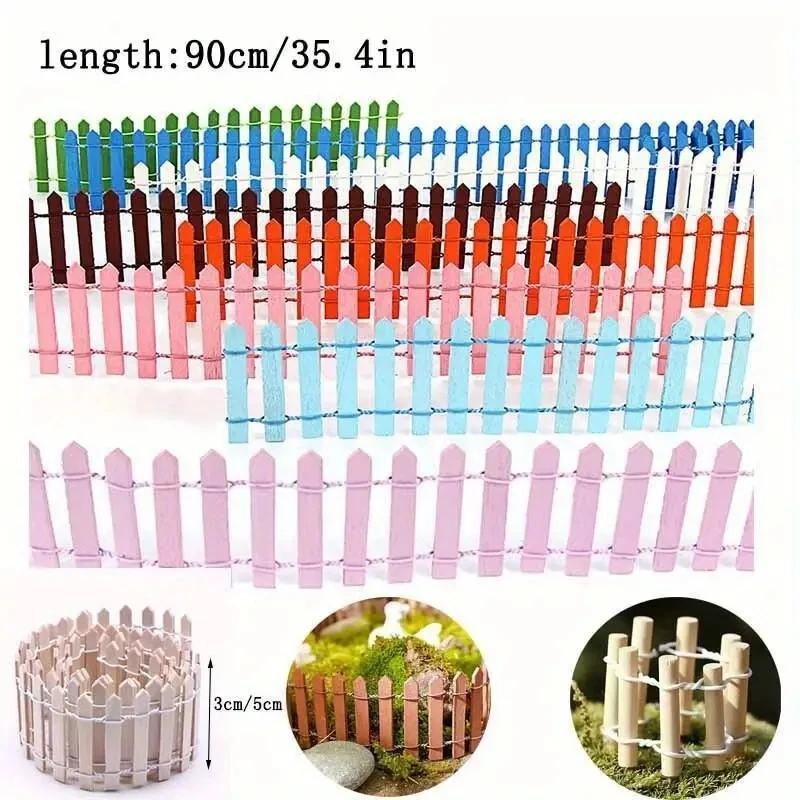 Garden Art Decor Garden decoration micro landscape small ornaments fleshy wooden fence 90cm cm fence extended mini landscaping tools
