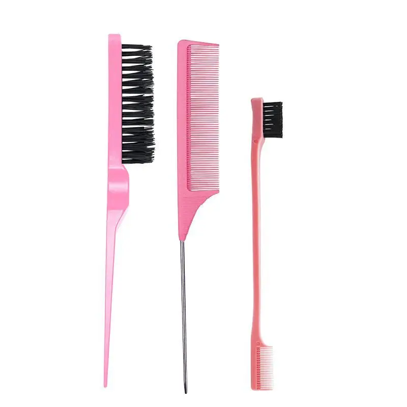 5pcs/set Detangling Hair Brush Curly Hair Curved Rat Tail Comb Set Edge Curly Salon Hair Tools 2