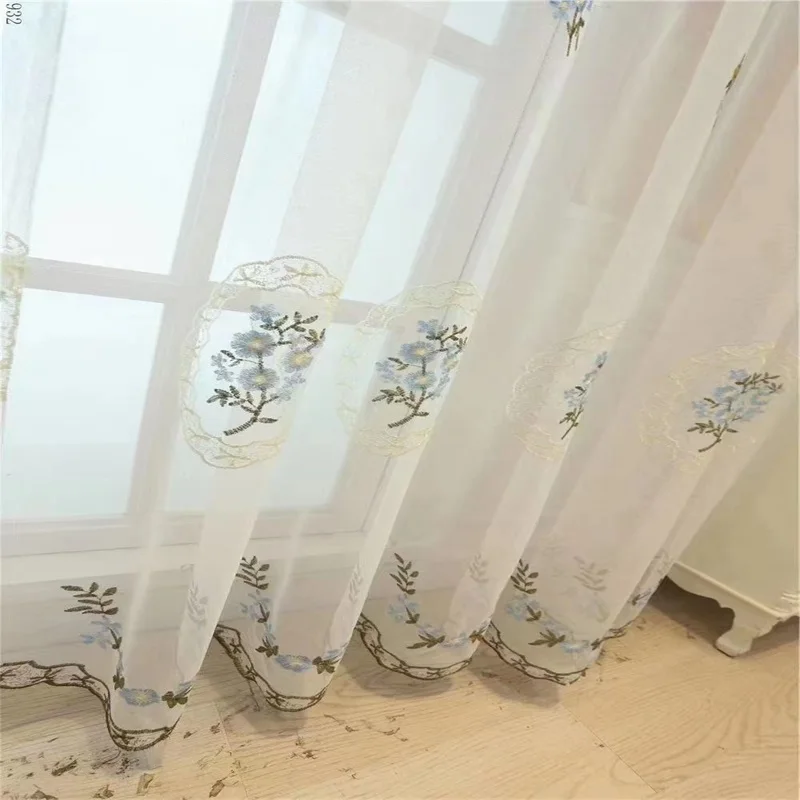 European White Embroidered Voile Curtains For Bedroom Window Curtain For Living Room Sheer Curtains Blinds Custom Made Drapes