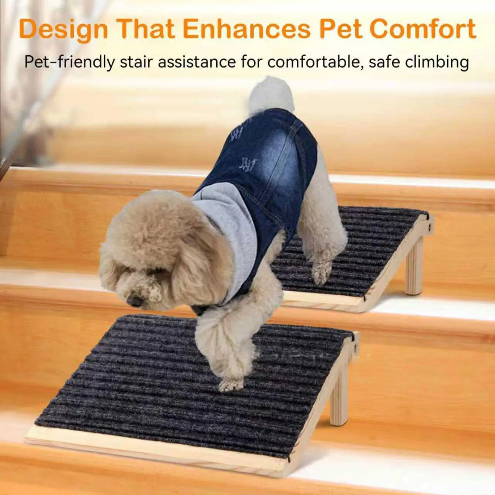 Dog Stair Ramp Compact Wooden Pet Ladder with Traction Mat Safe Climbing for Small Pets Bed Couch Car Dog Stair Ramp Compact Wooden Pet Ladder with Traction Mat Safe Climbing for Small Pets Bed Couch Car