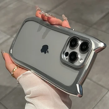 Luxury Plating Soft Silicone Cute Cat Ears Armor Bumper Case For iPhone 17 Air 16 15 14 13 12 11 Pro Max Plus Shockproof Cover 1