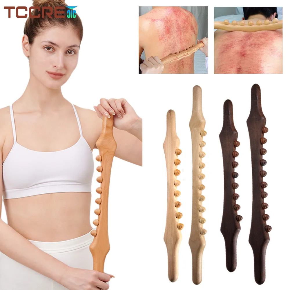 Wood Scraping Massage Stick Natural Carbonized Body Massage SPA Therapy Tool Guasha Relaxation Massage Stick Point Treatment