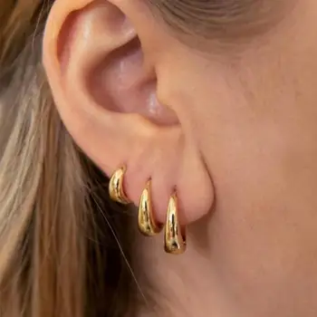 3 Pairs Set Gold Color Circle Earrings For Women Men Metal Earing Jewelry 2025 Trending Women's Rock Punk Earrings Accessories