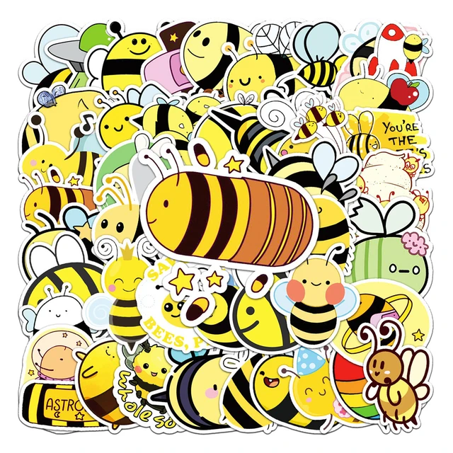 10/30/50PCS Cute Bee Stickers 2Inch Width for Laptop, Phone Case, Planner,  Journal, Notebook, Water Bottle, Bee Lover Gift - AliExpress