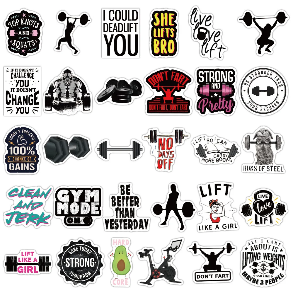 10/30/50PCS Inspirational Fitness Sticker Decals DIY Motorcycle Luggage Phone Case Laptop Graffiti GYM Cool Sticker for Kid Toys