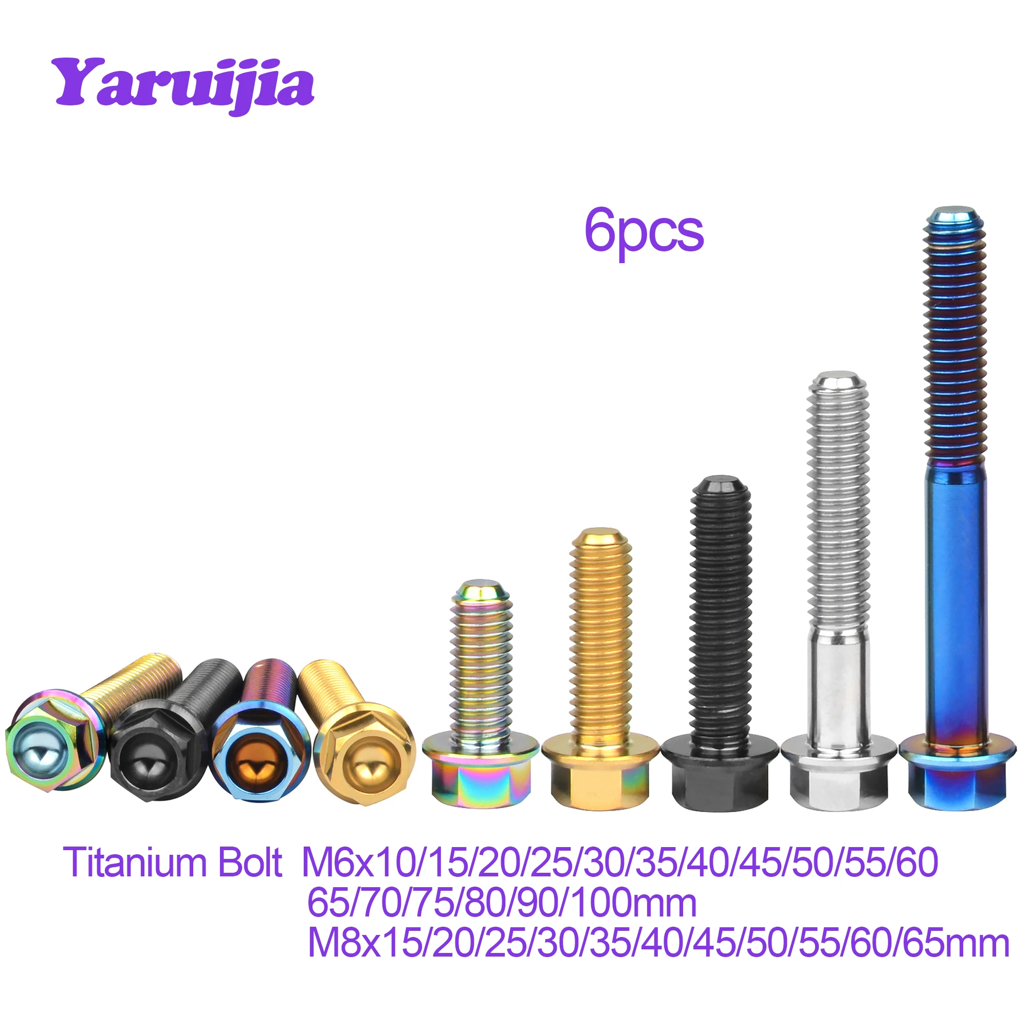 Parafuso de Titânio Parafusos de Cabeça de Flange Sextavada para Bicicleta Peças da Motocicleta m6 m8 x 15 20 25 30 35 40 45 50100 mm