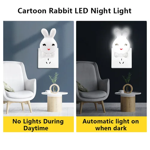 아기 침실용 토끼 LED 야간 조명, 토끼 야간 램프, EU, US, 풀인 소켓, 침대 옆 벽 램프, 4 색 4