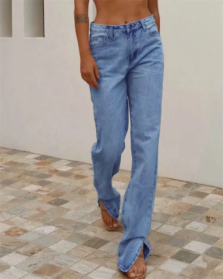 denim shorts High Waist Straight Denim Pants Women Split Drape Jeans Women Light Blue Casual Loose Baggy Jeans Denim Trousers Women Y2K Pants levis 501