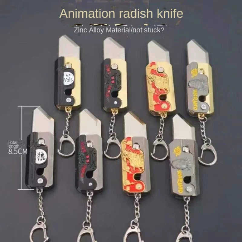 

New Anime Alloy 3D Gravity Rob Knife Decompression Toy Multi-Functional Metal RadishBottle Opener Key Ring