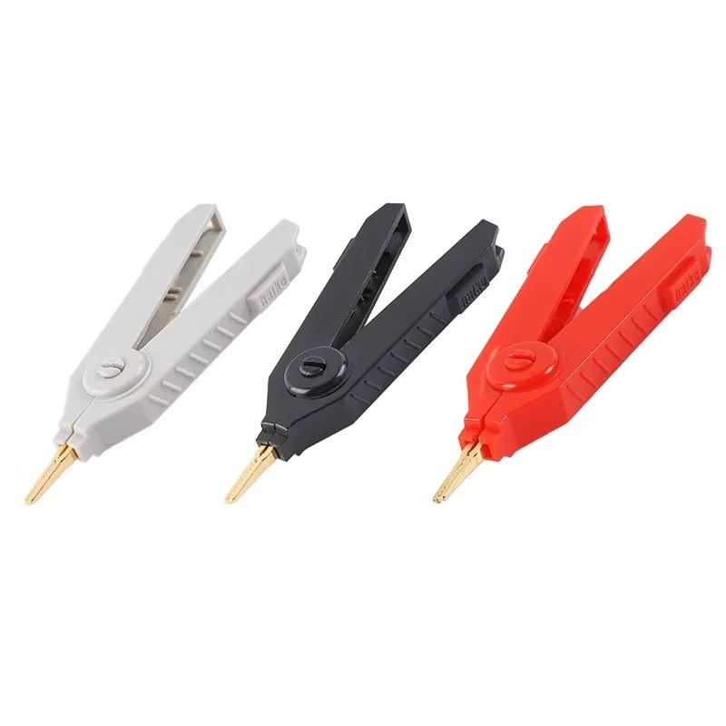 3PCS/Sets Alligator Clip 90mm Kelvin Copper Gold Plate Clip Grey+Black+Red
