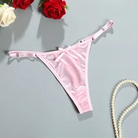 Culottes string sexy en satin doux pour femmes, taille basse avec nœud, confortables, sous-vêtements féminins 3
