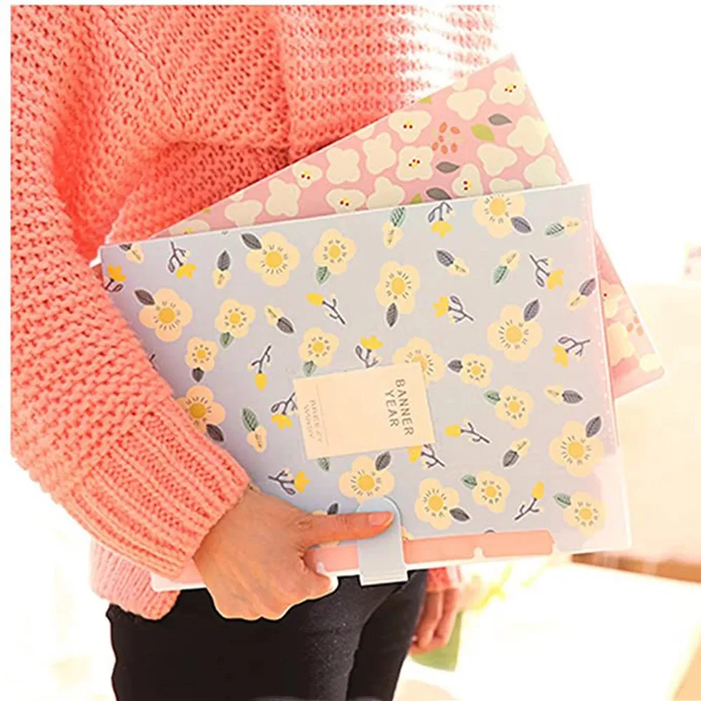 Portadocumenti Multifunzione con 5 Tasche Formato A4, Organizzatore Floreale per Documenti, Cartelle a Fisarmonica, Organizzatore per Documenti - immagine 4