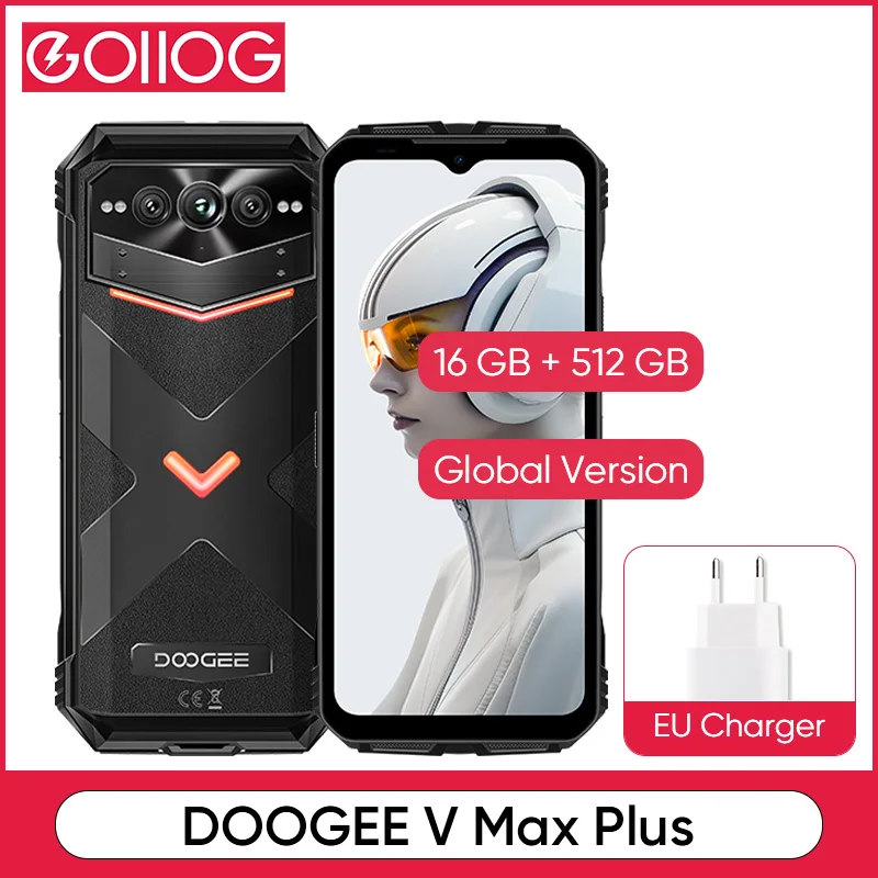 

Глобальная версия DOOGEE V Max Plus 5G Dimensity 7050 Octa Core 200MP Тройная камера 22000 мАч Мега аккумулятор 120 Гц 6,58 "IPS экран
