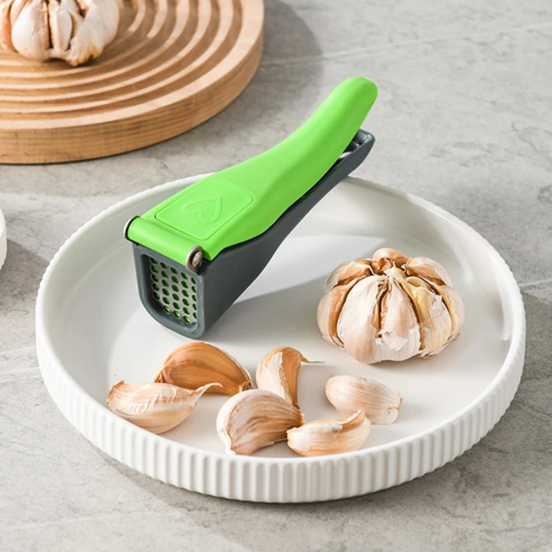 1pc Stainless Steel Garlic Press Crusher, Manual Garlic Mincer With Rolling  Peeler And Soft Handle