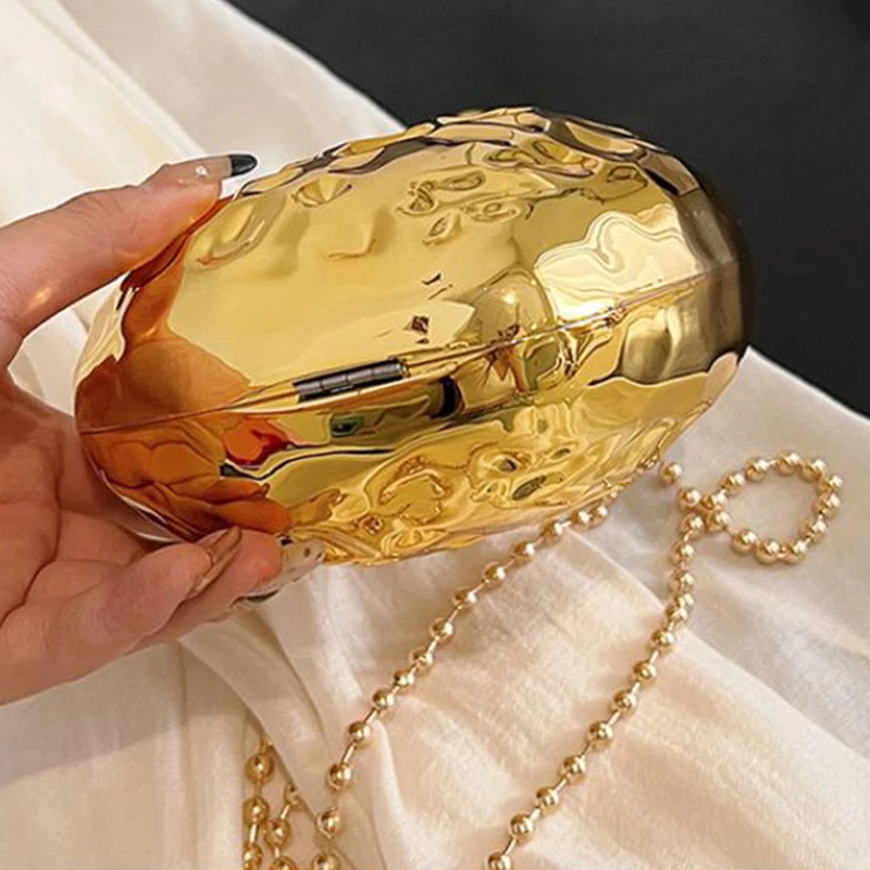Mini Heart Shaped Acrylic Clutch Handbag Bead Top Handle Designer Women Plating Shiny Lipsticks Box Party Shoulder Bag