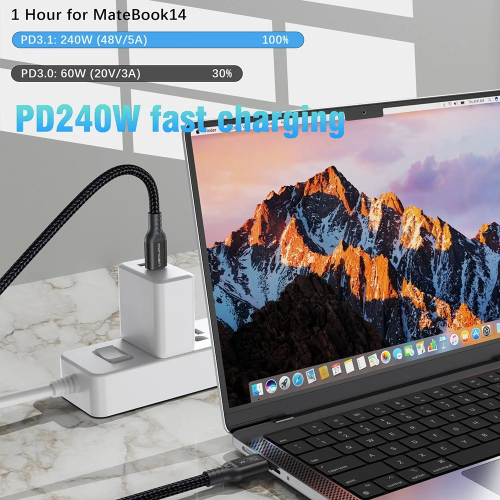 Premium High-Speed USB C to C Cable with 240W Fast Charging and 4K Support