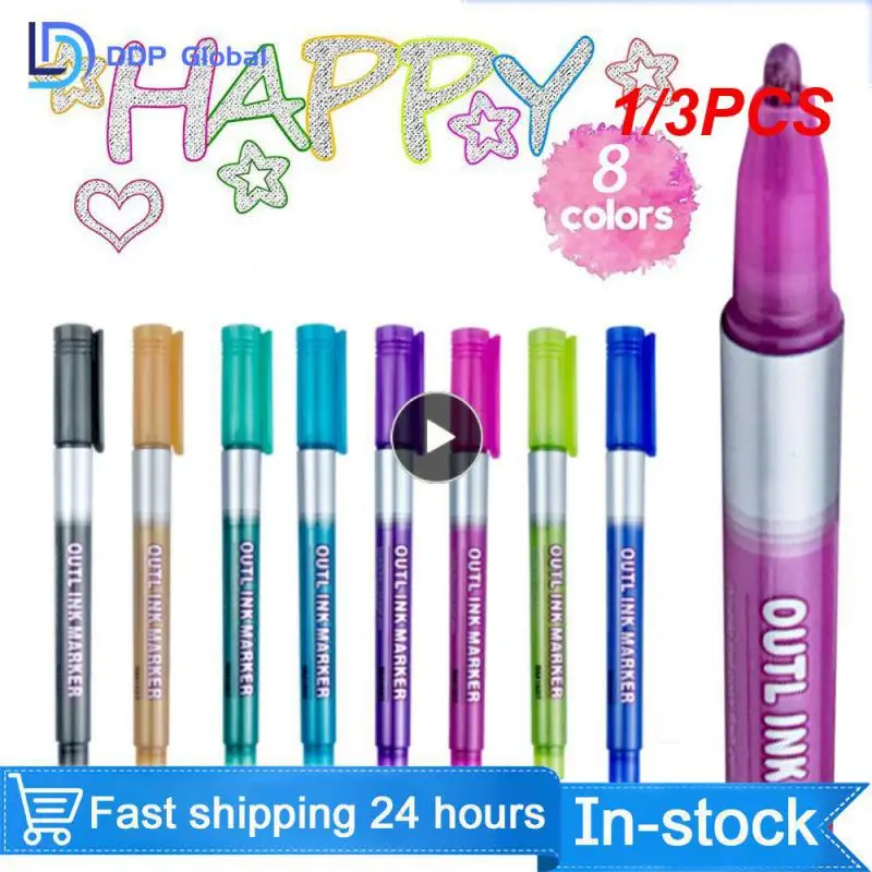 

1/3 шт. цветные металлические двусторонние художественные маркеры, канцелярские принадлежности, художественные ручки для рисования, для каллиграфии, надписи, скрапбукинга