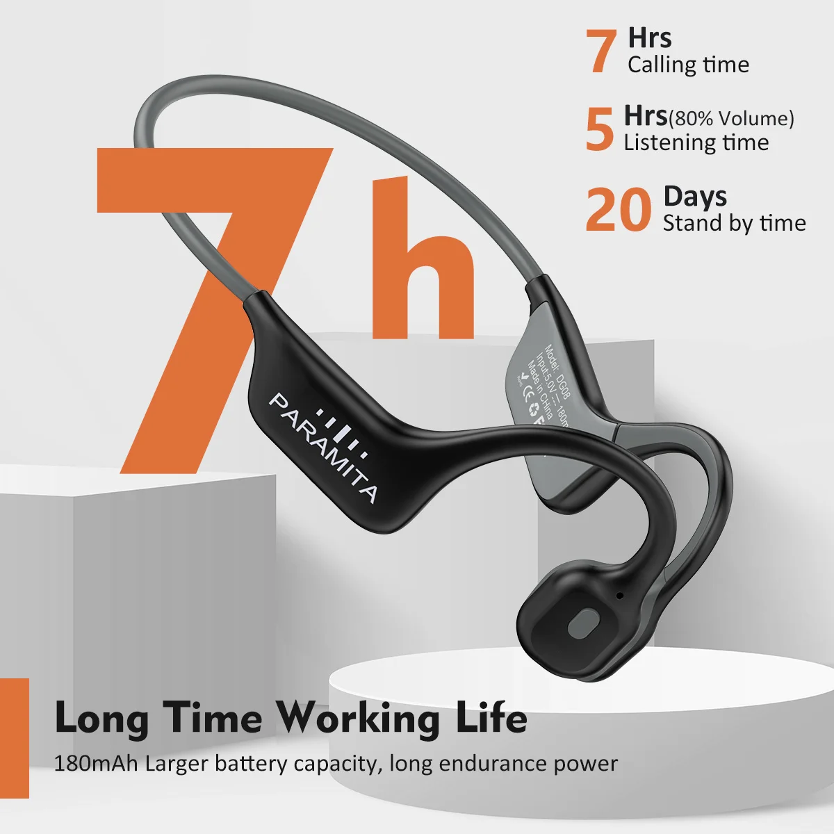 

Real Bone Conduction Headphones Bluetooth 5.3 Wireless Earphones Waterproof Sports Headset With Mic For Workouts Running Driving