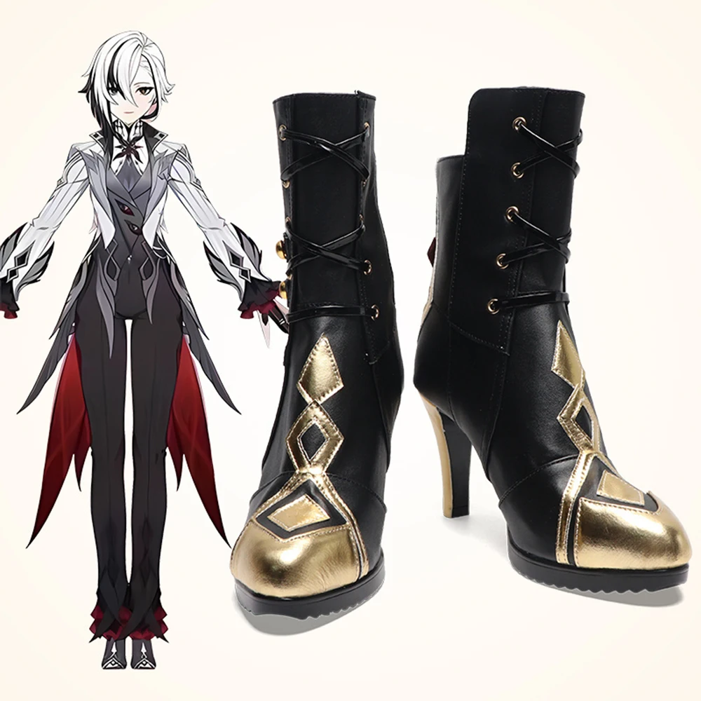 

Женская обувь для косплея Game Genshin Impact Arlecchino перуэр, ботинки в стиле Лолиты на высоком каблуке, аксессуары для костюма на Хэллоуин, Маскарад