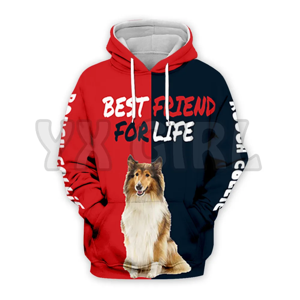 Rough Collie 3D Printed Hoodies Unisex Pullovers Funny Dog Hoodie Casual Street Tracksuit
