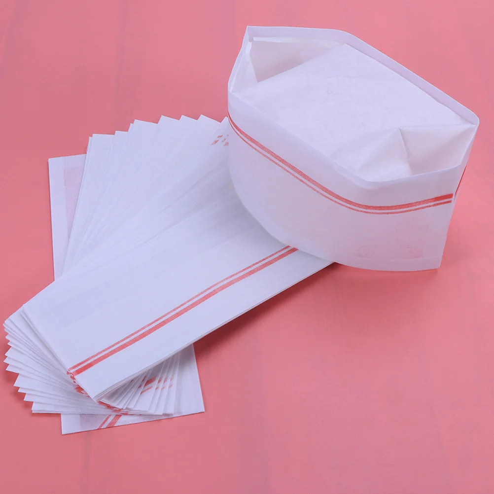 40Pcs One-time Hats Disposable Paper Caps Restaurant Kitchen Hotel Chef Caps