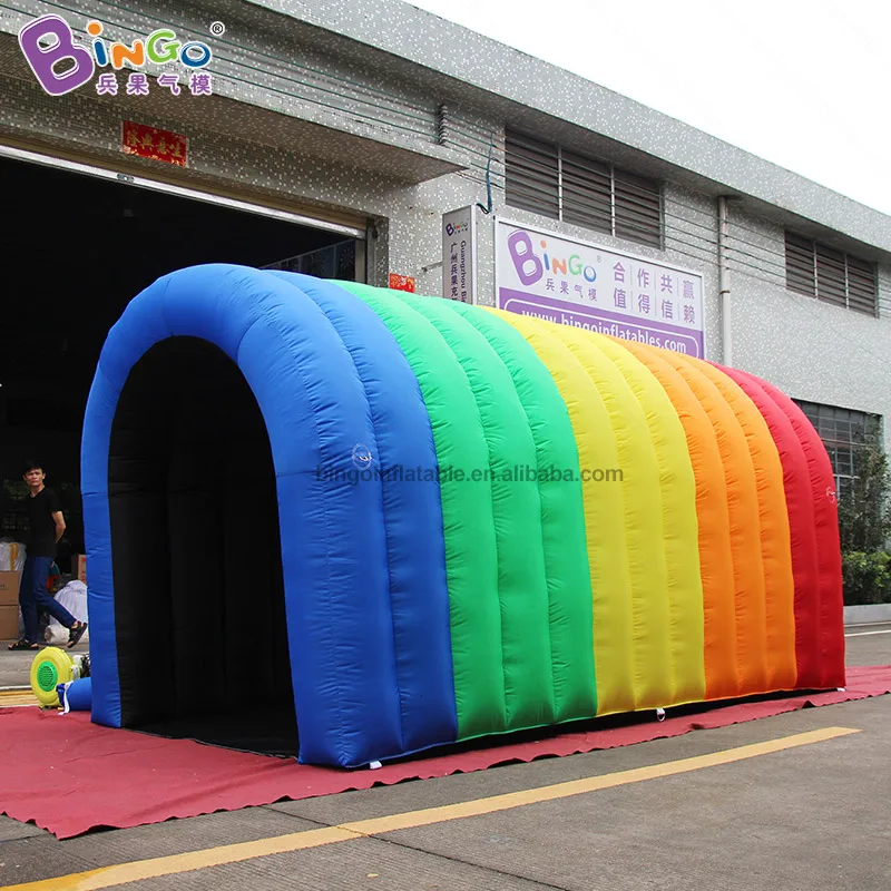 Customized 4x2x2.1 Meters Inflatable Rainbow Tunnel For Event Party Decoration 13ft Length Blow Up Colorful Toy Tents 2