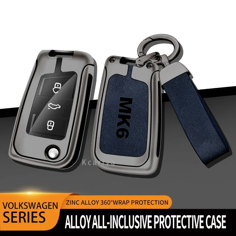 Auto TPU Zinc Alloy Key Case Bag For VW Volkswagen GOLF 6 MK6 Car Key Chain Car Metal Key Shell Interior Decoration Accessories 3