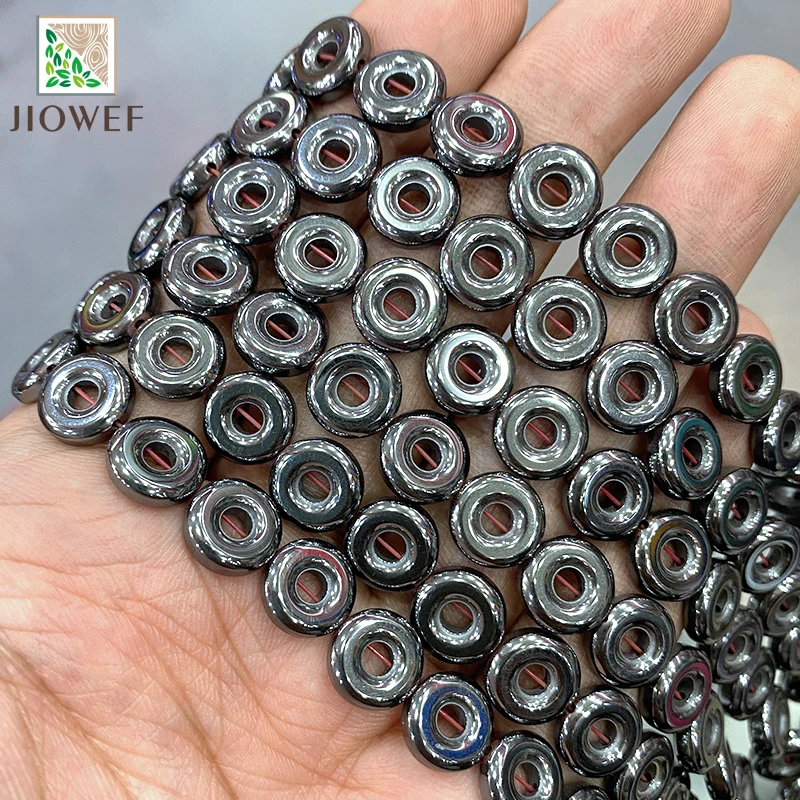 

Smooth Black Hematite Round Coin Loose Spacer Beads for Jewelry Making Natural Stone DIY Fashion Bracelet Earring 15'' Inch 10mm