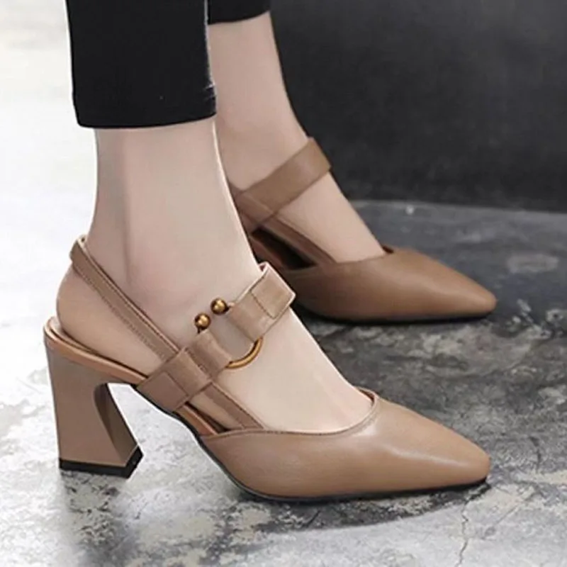 

Сандалии женские на высоком каблуке, повседневные босоножки с острым носком, простые нарядные туфли, лето