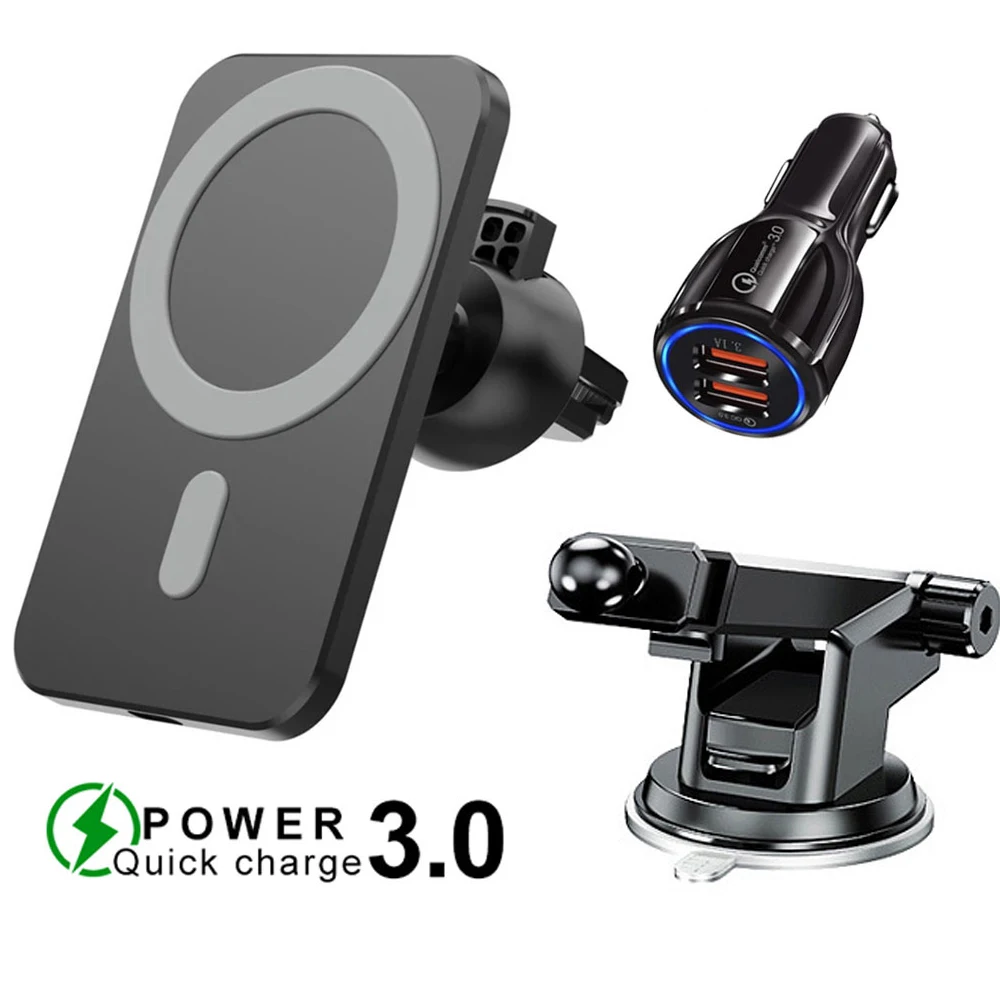 

15W Magnetic Wireless Car Charger Mount Stand For iPhone 12 Pro Max Qi Fast Charging Magsafing Wireless Charger Car Phone Holder