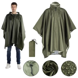 Versatile Waterproof Military Rain Poncho with Hood (Army green)